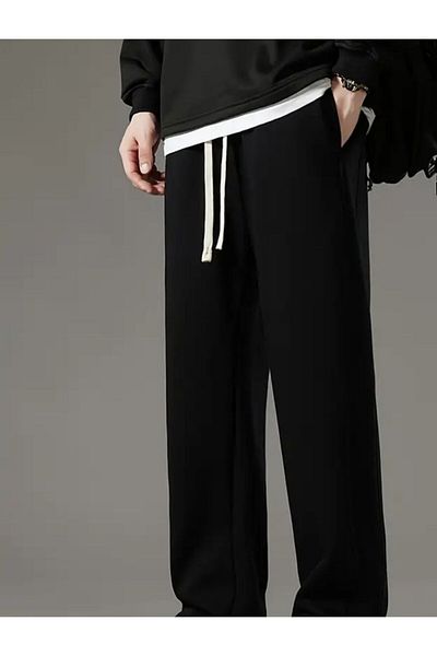 GERLAY Men's Black Straight Leg Sweatpants