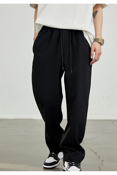 GERLAY Men's Black Straight Leg Sweatpants