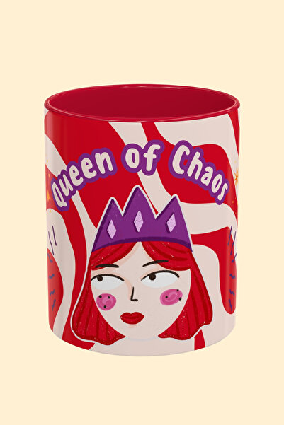 Midas Design كوب بورسلين بتصميم ملون بطابع "ملكة الفوضى".