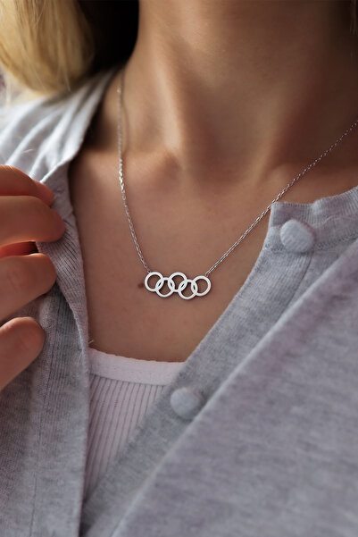 MELEXY 925 Ayar Gümüş Olimpiyat Kolye Beyaz