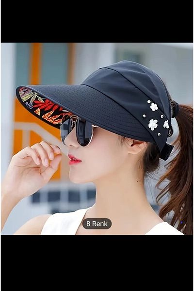 Betülce New Season Women's Floral Patterned Foldable Hat