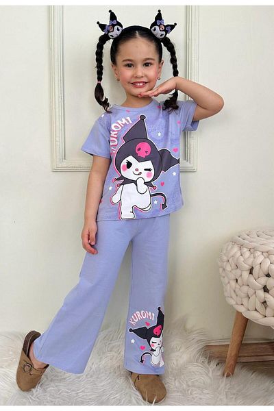 LİLLYPİCCA Cute Cat Patterned Girl's Wide Leg 2-Piece Set