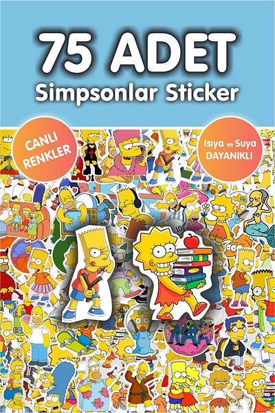 Piksel Grafik Simpsons 75 Pieces Sticker Set - Pen, Laptop Notebook Water Bottle Sticker