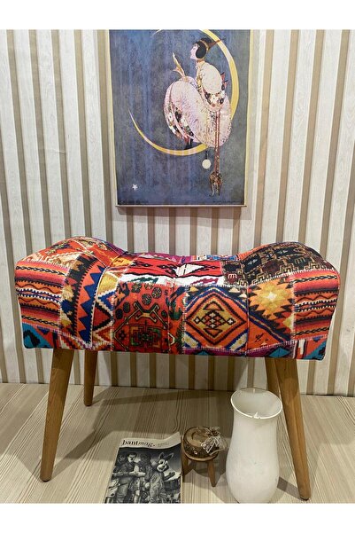 Arkın Kilim Desenli Ahşap Ayaklı , Klasik ,otantik Desen ,modern Tasarım, Inc...