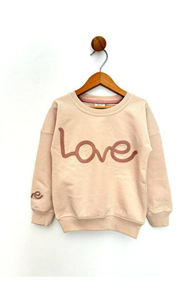 By Cwhr 100% Cotton 2 Thread Sleeve Love Embroidered Cuff Sleeve Seasonal Girl's Sweatshirt