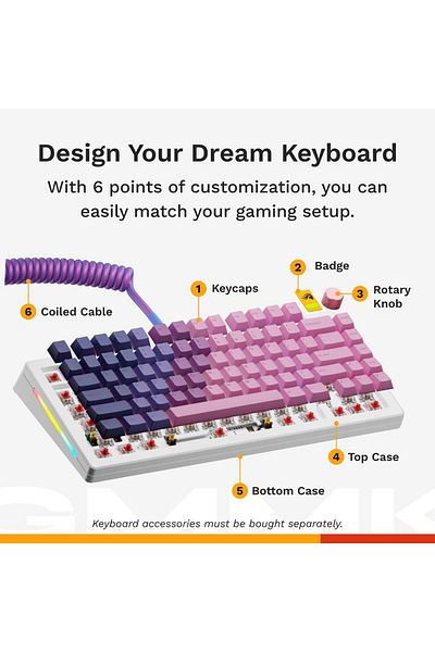 Glorious GMMK 3 75% TKL، أبيض، Hotswap، PBT، إنجليزي