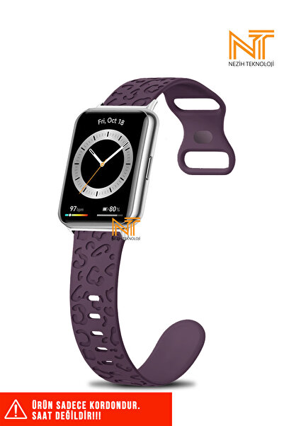 Nezih Case Huawei Watch Fit 2 Uyumlu A+ Kalite Leopar Desenli Silikon Kordon