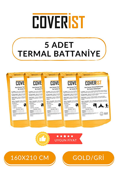 COVERİST 5 Adet Acil Durum İlk Yardım Battaniyesi Deprem Termal Battaniye