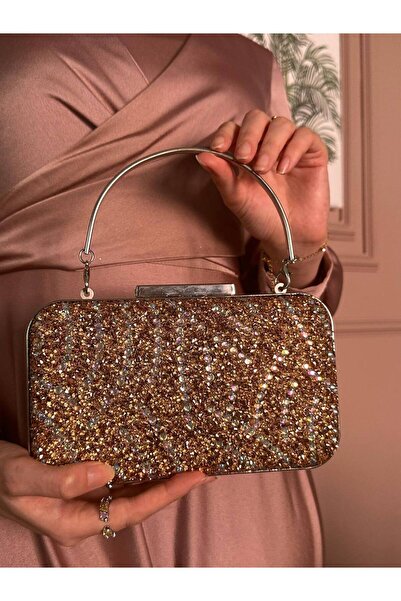 BUKAWEAR Γυναικεία τσάντα βραδινού φορέματος με μακρύ λουράκι με πέτρα διπλού...