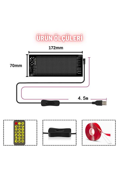 DEKOHOP Rgb Led Matrix Panel Digital Screen 17X7 cm App Controlled Remote Controlled 16X32 Led Animation Scrolling Screen