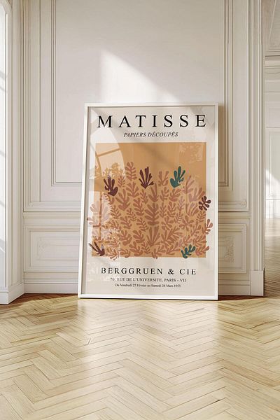 Buka Shops Tablou premium Matisse „Model vegetal” cu rame: Artă în tonuri de pământ minimalistă Tablou cu rame