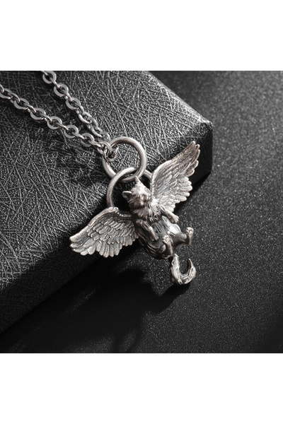 Choice AL20653- قلادة رأس نمر فضية عصرية للرجال، قلادة نمر حيوانية، قلادة بان...