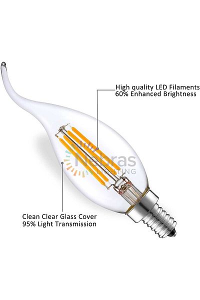 Nebras F35 Filament Light Bulb – 3.5w 2700k (PACK OF 10) – Warm White, Led, Energy Efficient, E14 Base