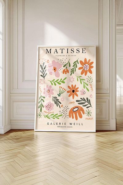 Buka Shops Tablou premium Matisse „Flori și plante” într-un cadru: Artă botanică în tonuri pastel
