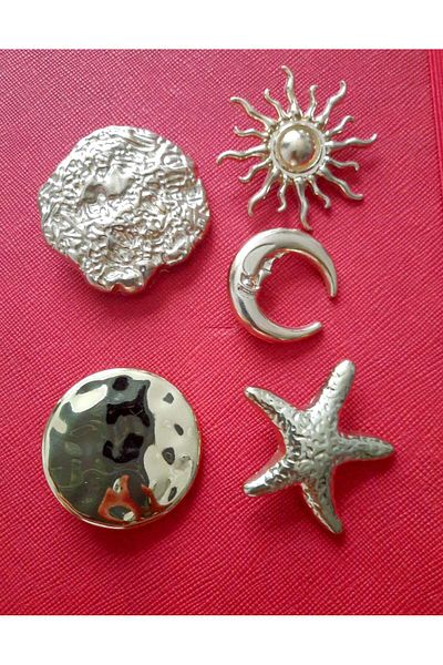 beynaaksesuar Planets Large Size Gold Color Button, (Coat, Jacket, Vest, Dress 5-Piece Set Button)
