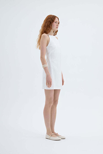 Quzu Μίνι φόρεμα με υφή σε χρώμα εκρού