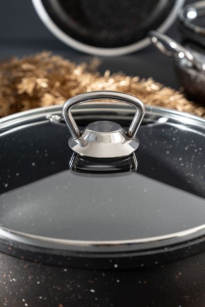 Skygo 7 Piece Black Granite Cookware Set - Elegant Design and Durable Solutions 24 cm