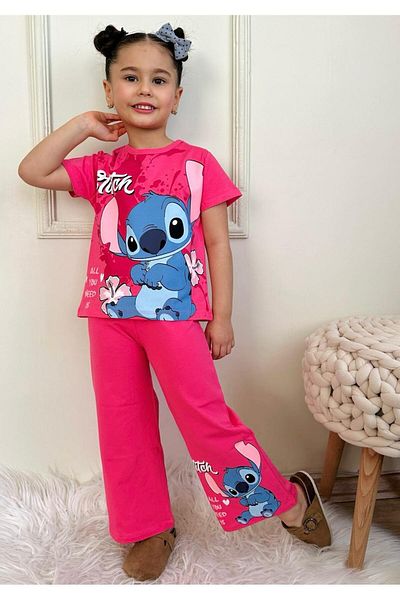 LİLLYPİCCA Stitch Character Patterned Girl's Wide Leg 2-Piece Set