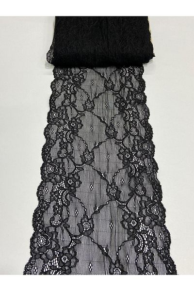 karantuhafiye Lycra Wide Lace / Stretch Lace / 1 Meter Black 1203