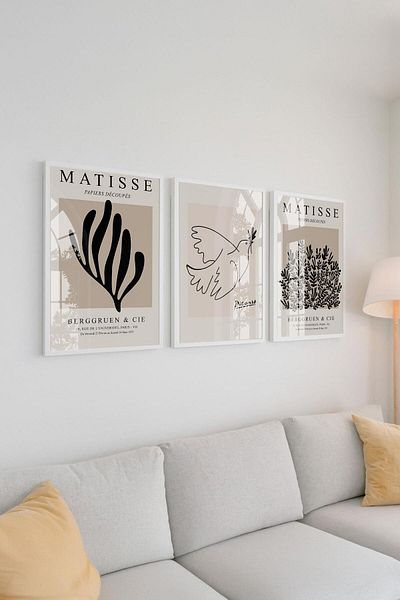 Buka Shops Colecția Elegantă simplă înrămată: Set de picturi premium din 3 piese Matisse & Picasso