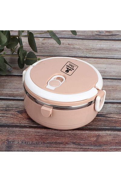 British Chef Lunch Box 600ml, Pink Portable Stainless Steel Thermal Insulated Rice Noddles Lunch Box Single Layer
