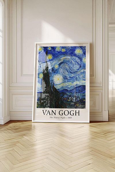 Buka Shops Tablou premium Van Gogh „Noaptea înstelată” într-un cadru: Magia universului pe pereți