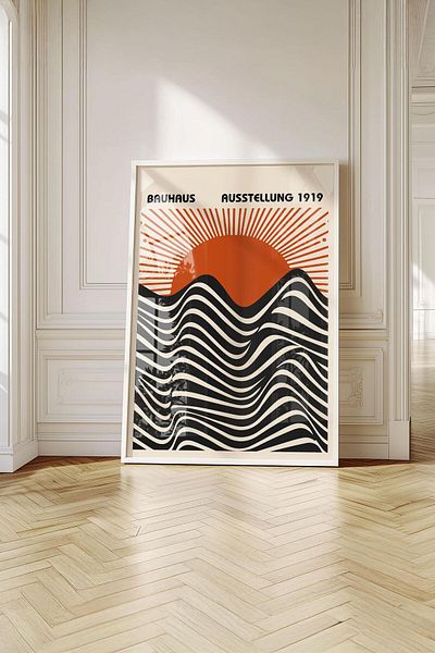 Buka Shops Tablou premium Bauhaus Ausstellung 1919 în rama: Estetică geometrică și semnătură istorică a Bauhaus