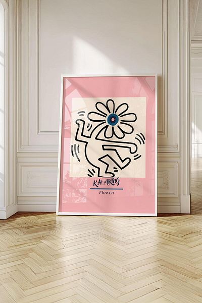 Buka Shops Pictură premium Keith Haring „Flower” într-un cadru: Pop Art Joy pe pereți