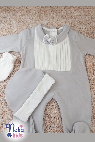 Naka Concept Noble Baby Gray Jumpsuit with Bow Tie