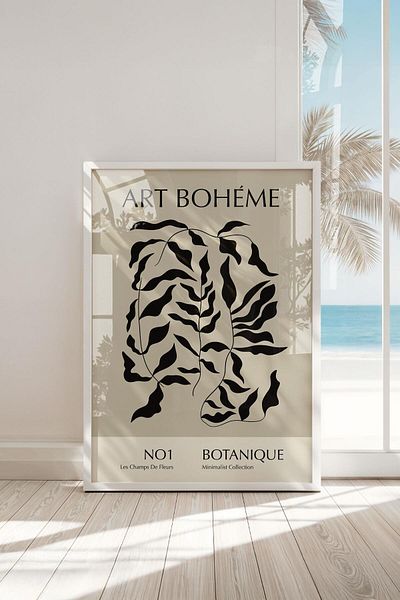 Buka Shops Tablou premium din colecția Art Bohème Botanique cu cadru: Frunze minimaliste nr. 1