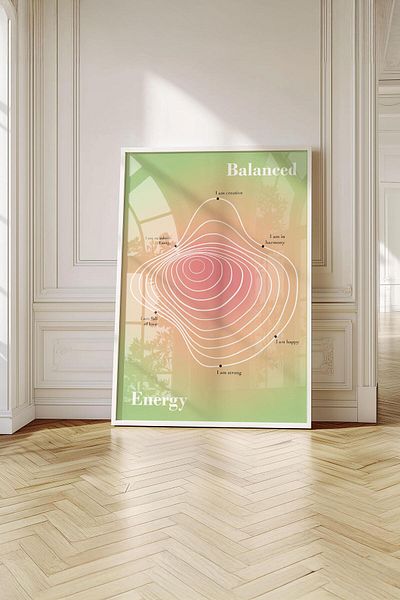 Buka Shops Tablou premium Aura Inspired Balance and Energy cu cadru: Pace interioară și afirmări pozitive
