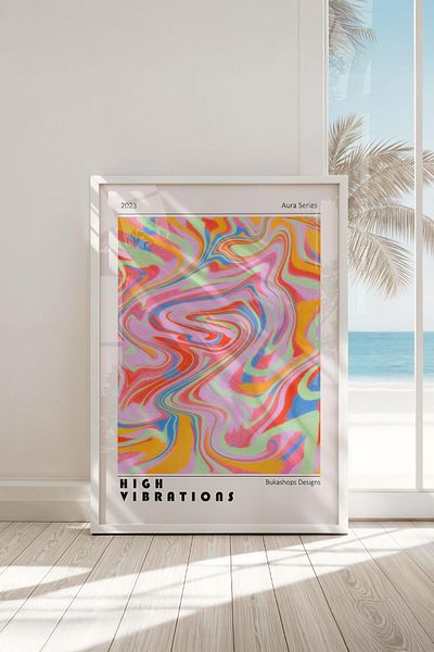 Buka Shops Pictură premium „High Vibrations” cu cadru: explozie energetică și pictură modernă cu cadru