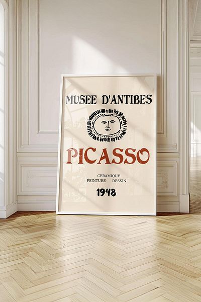 Buka Shops Tablou premium Picasso Musee d'Antibes Sun Face cu cadru: artă vintage din 1948 și tonuri calde