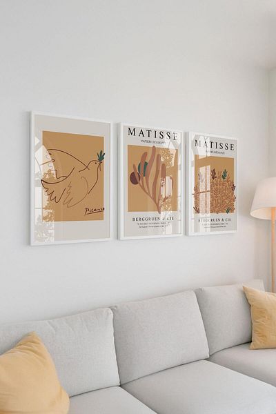 Buka Shops Picasso Dove of Peace și Matisse într-un cadru: set de 3 picturi premium