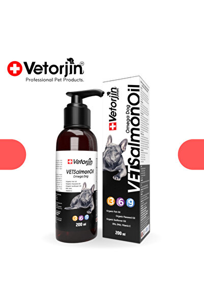 Vetorjin Köpeklere Özel E Vitamini Katkılı Norveç Somon Balık Yağı Deri Tüy Omega 3-6-9 200 ml