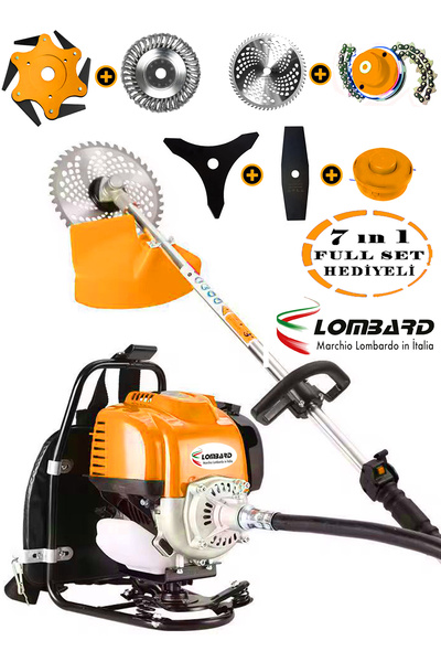 Cros LOMBARD İtalia 20 HP 7 İN 1 Sırt Tipi Benzinli Motorlu Ot Çalı Tırpanı Ç...