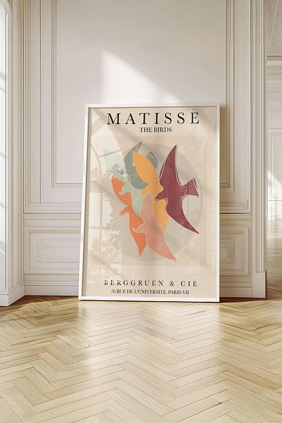 Buka Shops Tablou premium Matisse „Păsări zburătoare” în rama: artă minimalistă și spirit liber