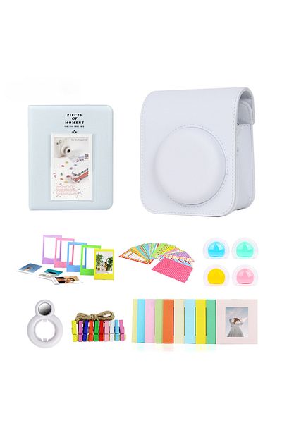 Choice 7in1 White 7-in-1 Camera Bag for Fujifilm Instax Mini 12 PU Case 64 Pockets Photo Album Colorful Pho
