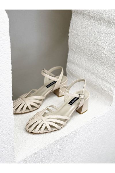 NUR KARACA 25Y8444 PANTOFI CU TOC GROSI DE 7 CM CU JUMĂTATE DESCHIS CU CUȘĂ FEMEI