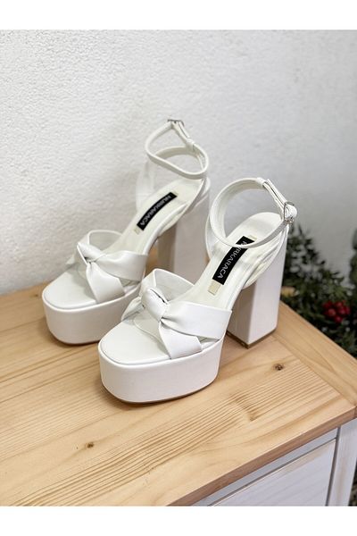 NUR KARACA 25Y8189 Front Knot Detail 14 cm Platform Heeled Shoes Women