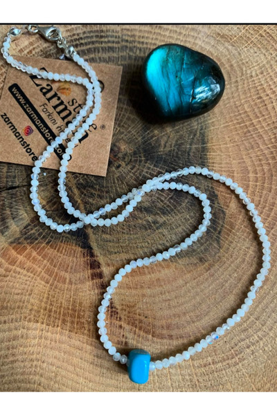 STORE ZARMAN Certified 2-3 mm Moonstone Natural Stone Necklace