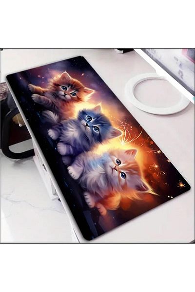 sgeteknoloji 70X30 سم 3D 3 CAT تحت عنوان قاعدة مضادة للانزلاق سرعة سطح الألعاب لوحة ماوس الألعاب