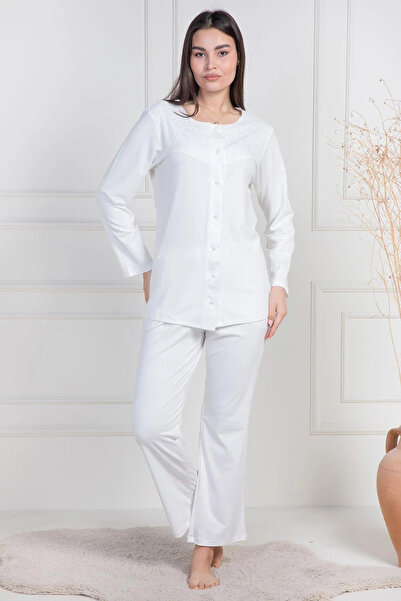 NightLove Women's Large Size Buttoned Pajama Set Mecit 6105