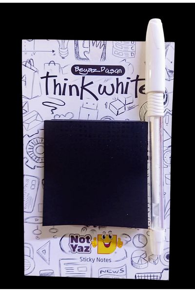 izmir yazici servis Black Adhesive Postit White Pen Gift 67X67 Mm.100 Sheets