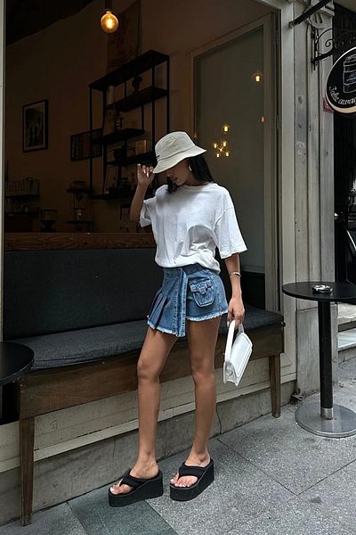 stilsepeti Pantaloni scurți din denim pentru femei cu buzunar cargo albastru Ely- 1000789310