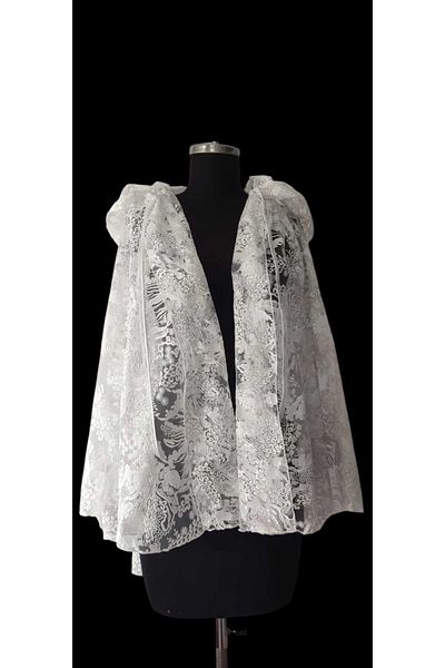MODA NUR Μανδύα Bolero, Bolero με κουκούλα, Μανδύα δαντέλας, Μανδύα νύφης
