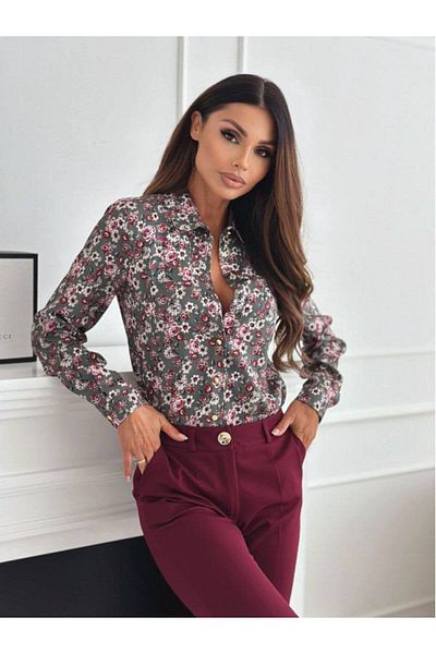 POLO BONETTA Cămașă de damă cu nasturi metalici cu model Moskrep
