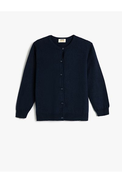 Koton Basic Knitwear Cardigan Round Neck Buttoned Long Sleeve