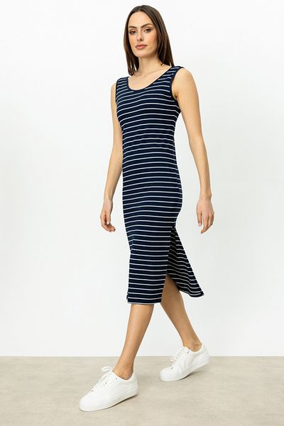 On Fashion Rochie fără mâneci cu zece dungi bleumarin Model 51441