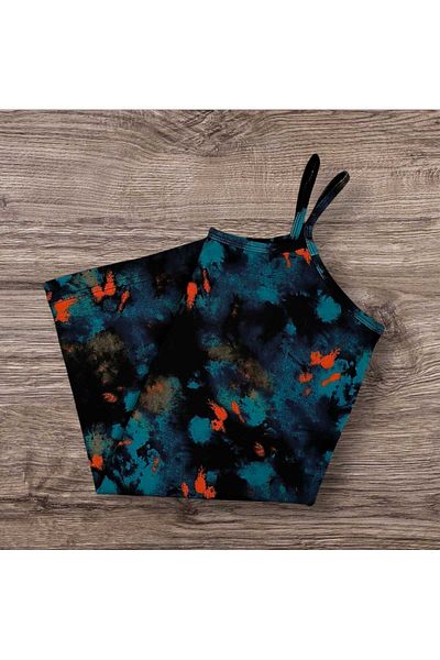 ESTA STORE Multicolor Digital Printing Narrow Fit Thick Fabric Rope Strap Undershirt